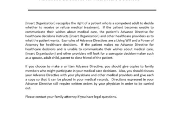 Advance Directive for Health Decisions