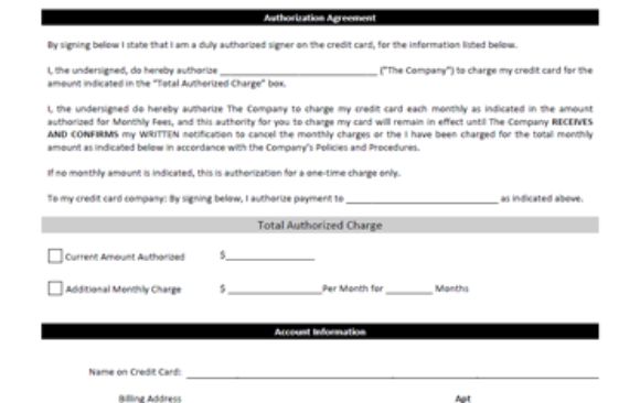 Generic Credit Card Authorization Form