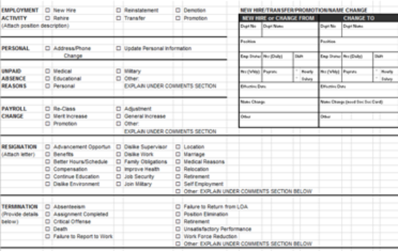 Personnel Change Request