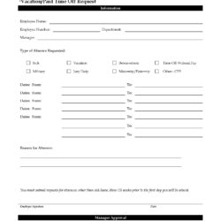 Vacation and PTO Time Off Request Form