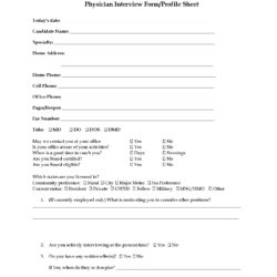Physician Interview and Profile Empty Form