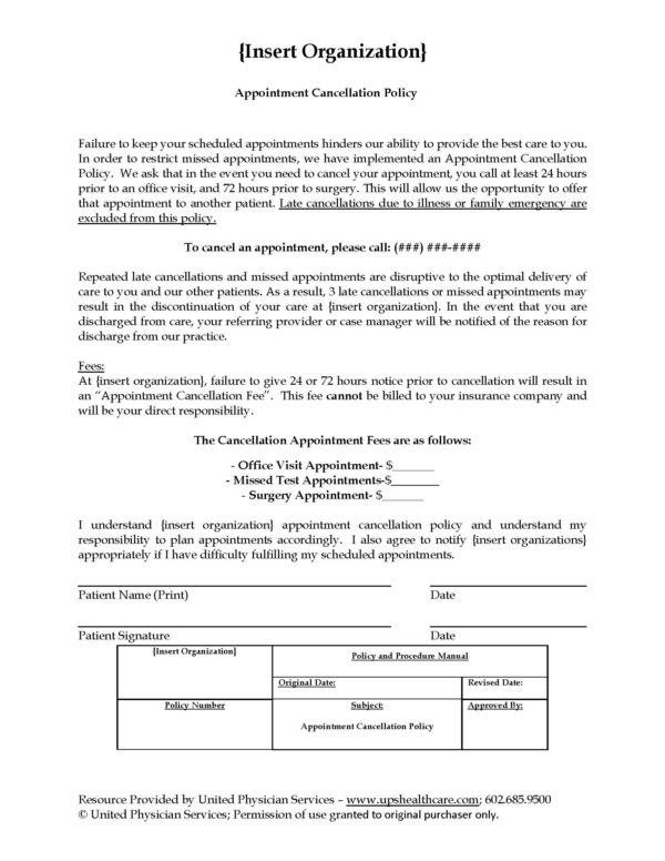 Appointment Cancellation Policy Document