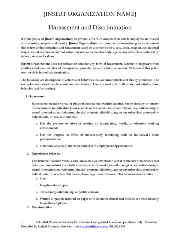 Harassment and Discrimination Document