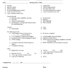 New Hire Checklist Form to Fill Out