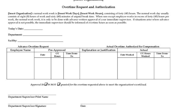 Overtime request and authorization form