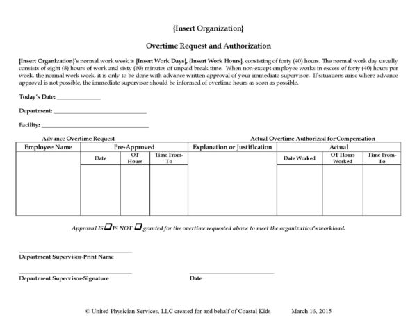 Overtime Request and Authorization Form