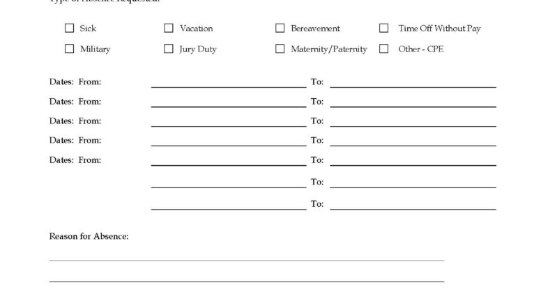 Vacation and PTO Request Form To Fill