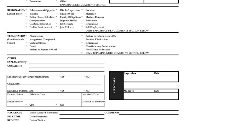 Personnel Action Request Empty Form