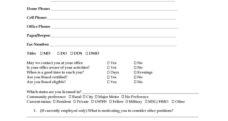 Physician Interview and Profile Form